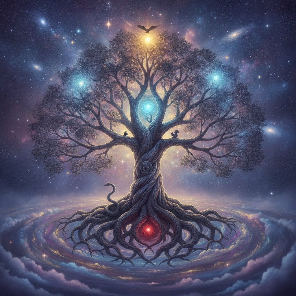 Yggdrasil – pasaulio medis, sujungęs skandinavų pasaulius